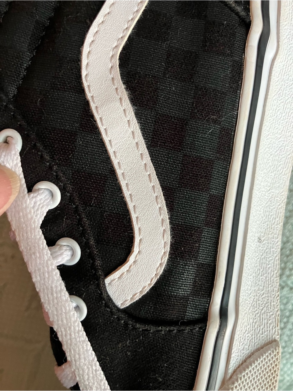 Vans Black Checkerboard Sneaker with Red Rose Embroidery - Picture 2 of 6